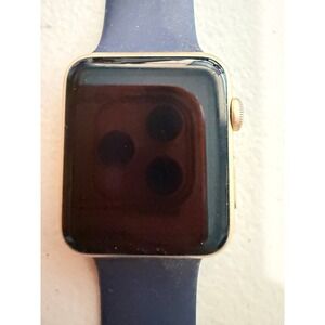 Untested Apple Watch Series 1 42mm Gold Aluminum Case Blue Sport Band Smartwatc